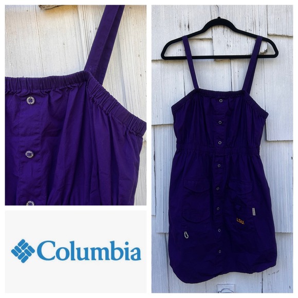 Columbia Dresses & Skirts - Columbia LSU Tigers Purple‎ Button Front PFG Style Dress Womens XL Cotton